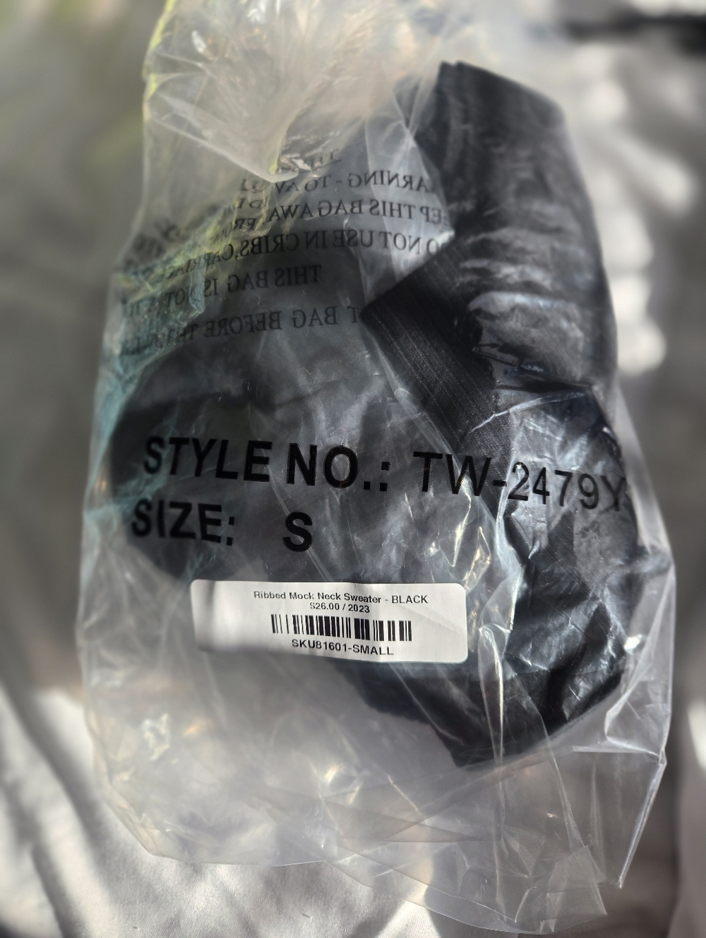 Zenana Black Ribbed Long Sleeve Sweater Mock Neck Oversized Size Small nwt - Picture 4 of 5